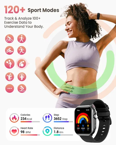 Miniatura 6 de Reloj inteligente para mujeres y hombres Fitness: 1.85 "Reloj inteligente con 30 días+duración de la batería hace/recibe llamada, frecuencia