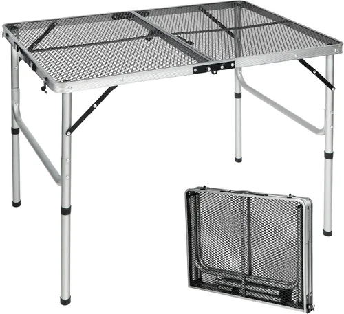 Miniatura 11 de RedSwing Mesa plegable para parrilla, mesa de aluminio ligera de altura ajustable con escritorio de malla y bolsa de malla para acampar al aire Negro