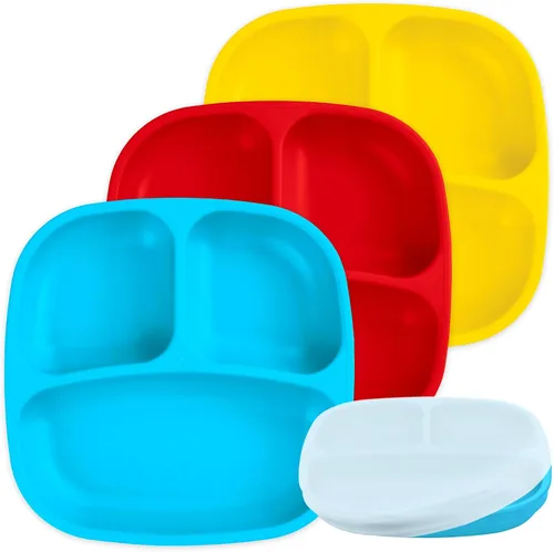 Miniatura 56 de Re-Play Platos para niños pequeños con divisores, 3 compartimentos de pared profunda, platos divididos para niños con 3 tapas, aptos