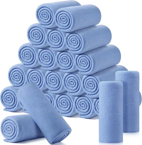 Miniatura 15 de Paquete de 24 mantas de forro polar, suave, cálida, ligera, acogedora a granel para cama, sofá, hogar, oficina, regalos de boda, adecuada