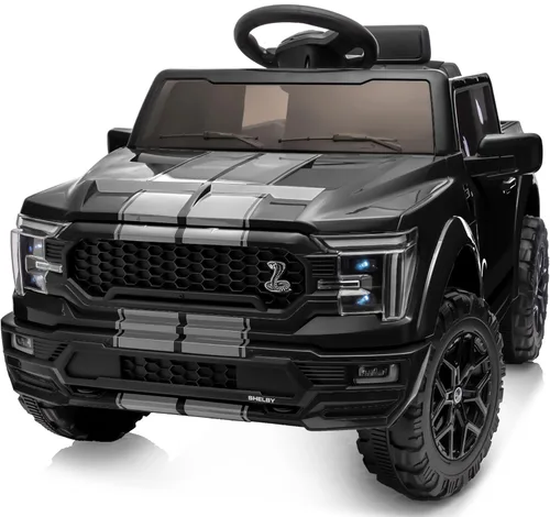 Hikiddo Ford Shelby F-150 con Licencia 24V Juguete de Montar para Niños, Coche Eléctrico para Niños con Control Remoto, Motores de 400W - Negro