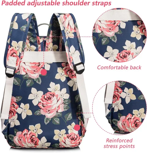 Miniatura 36 de Leaper Mochila para laptop para mujer: linda mochila floral para escuela, universidad, viajes, trabajo, mochila ligera para niños, Negro margarita