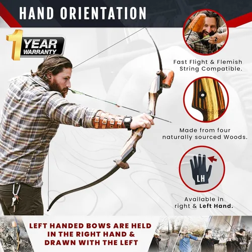 Miniatura 2 de Southwest Archery Tigershark Takedown - Arco recurvo – Versiones estándar y PRO – Arco de caza de 62 pulgadas – zurdo y diestro – Pesos de tracción