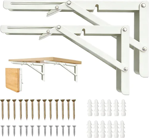 Miniatura 11 de Bisagra de Mesa Plegable de 20 Pulgadas, 2 Piezas Soportes de Estante Plegables para Estante Plegable, Soportes de Mesa Plegable de Montaje en Pared