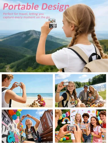 Miniatura 6 de Mini cámara con llavero, cámara digital 1080P con LCD de 1.47 pulgadas, tarjeta TF de 32 GB incluida, cámara retro de tamaño bolsillo para niños
