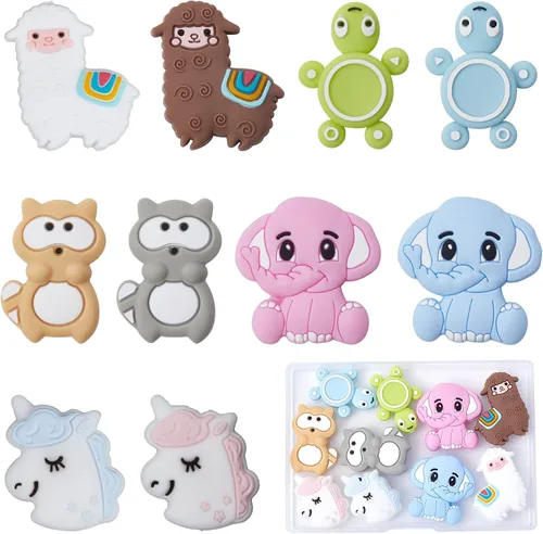Miniatura 7 de SUNNYCLUE 10 estilos de cuentas focales de silicona lindas 3D astronautas encantos de personajes de silicona a granel de dibujos animados espaciales