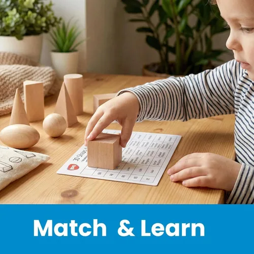 Miniatura 2 de BOHS Juego de adivinación de sólidos geométricos, juego en miniatura de formas 3D, juguetes Montessori de madera, a partir de 3 años 1 juego
