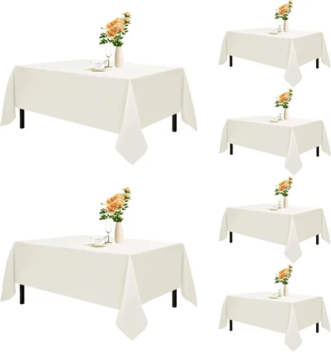 Miniatura 10 de Romanstile Mantel rectangular de poliéster, paquete de 2 manteles rectangulares de 60 x 84 pulgadas, resistentes a las manchas y a las arrugas, Negro