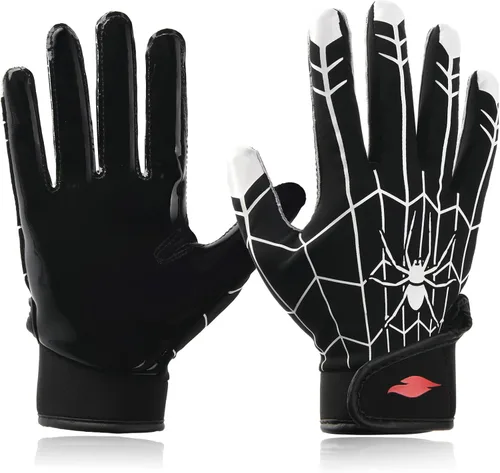 Miniatura 9 de Guantes de fútbol para niños, guantes de receptor ancho de silicona con agarre mejorado para jóvenes