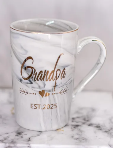 Miniatura 4 de Tazas para abuela y abuelo EST 2025 – Juego de tazas de café con anuncio de nuevo abuelo, regalos elegantes para baby shower, día de la madre, día