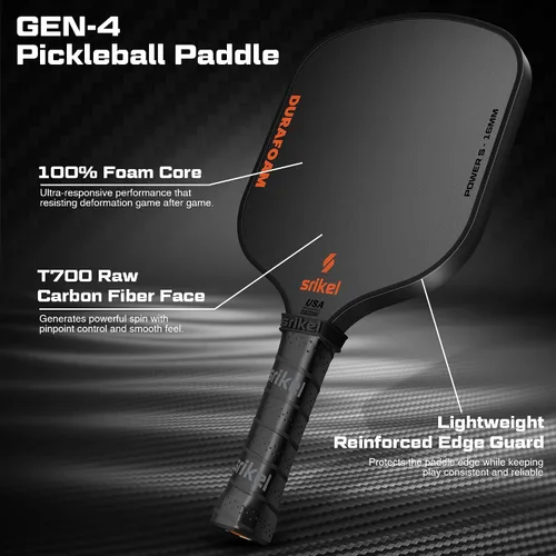 Miniatura 3 de DuraFoam - Paleta de pickleball profesional de fibra de carbono T700, raqueta de núcleo de espuma 100% para disparos consistentes, potencia y control