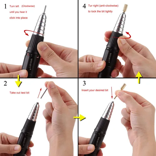 Miniatura 6 de Makartt Taladro de uñas para máquina Up200, paquete de lima eléctrico profesional con brocas de uñas 5 en 1, brocas cónicas de carburo de tungsteno