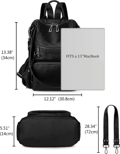 Miniatura 7 de Uromee Mochila de Viaje Monedero para Mujeres Cuero Vegano Damas Moda Borla Bolsa de Hombro Convertible, Grande, Mochilas Daypack