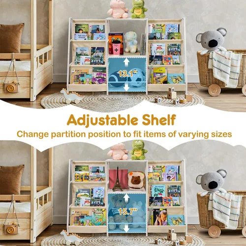 Miniatura 4 de Montessori - Estantería y organizador de juguetes para niños, almacenamiento de juguetes ajustable de 3 niveles, estantería de 6 niveles para niños