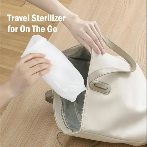 Miniatura 9 de Bolsas esterilizadoras de silicona para botellas de viaje, bolsas esterilizadoras de vapor para microondas de 67.6 fl oz para biberones, sacaleches