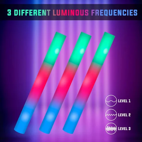 Miniatura 4 de SHQDD 200 PCS Varillas de Espuma LED, Varillas Luminosas a Granel, Varillas de Espuma Luminosas para Bodas con 3 Modos de Parpadeo Colorido
