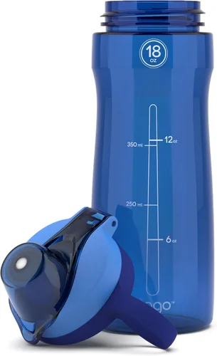 Miniatura 4 de Pogo Botella de agua de plástico tritán sin bisfenol A con tapa con pico de 18 onzas, color azul