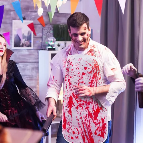 Miniatura 4 de Delantal Sangriento de Halloween Accesorio de Disfraz de Carnicero con Huella de Mano Aterradora para Adultos Mujeres Hombres Cosplay Fiesta Cocina