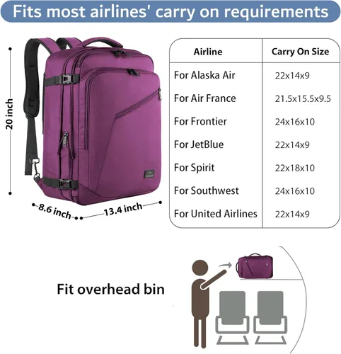 Miniatura 147 de MATEIN - Mochila de viaje extragrande de 10.56 galones, mochila de viaje ampliable apta para aerolíneas, para viajeros de fin de semana, hombres