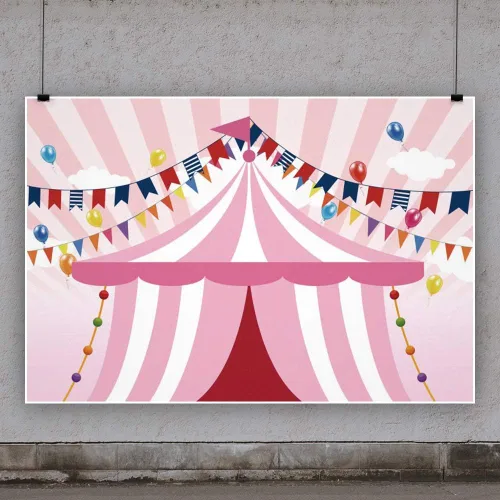 Miniatura 4 de Yeele Tiendas de campaña de circo rosa de 10 x 6.5 pies, telón de fondo para fiesta temática de carnaval, carrusel de fondo, fotografía, niña