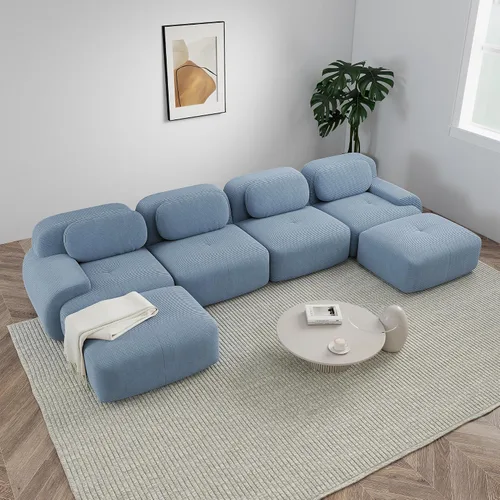 Miniatura 23 de Sofá modular sin hueso de 117 pulgadas, sofá modular en forma de L para sala de estar, sofá comprimido con asiento profundo, sofá nube de pana
