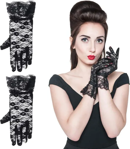 Miniatura 5 de ASTER Guantes de encaje para mujer, guantes de novia con bloqueo solar, para fiesta de noche, boda, fiesta de té, graduación, Halloween, cosplay