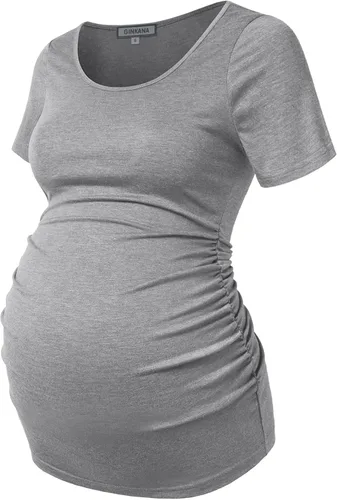 Miniatura 41 de GINKANA Blusas de maternidad de manga corta, diseño floral, fruncido, casual, para mamá, para embarazo