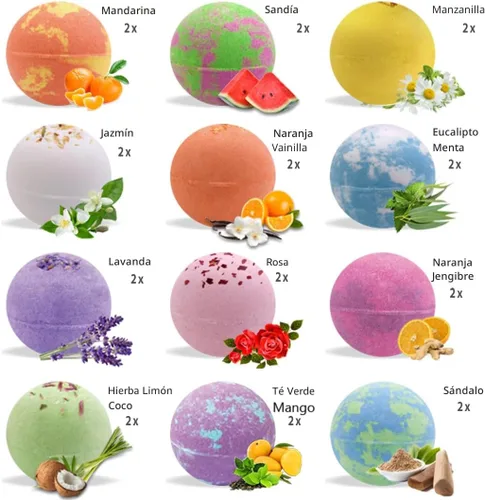 Miniatura 3 de Set de regalo para bombas de baño, 24 bombas de baño de aromaterapia hechas con aceites esenciales orgánicos, sales gaseosas de spa con manteca