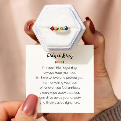 Miniatura 4 de STORYJEWELLERY Anillo giratorio, anillos de plata de ley 925 para la ansiedad para mujer, anillo giratorio, anillos de plata silenciosos