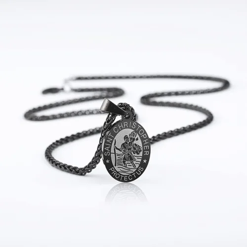 Miniatura 6 de Zocomi Medalla de collar de San Cristóbal y José, Antonio, JudeMiguel para hombres y niños, colgante de San Cristóbal con cadena de 24 pulgadas