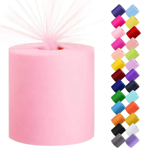 Miniatura 27 de Rollo de tela de tul, 6 pulgadas por 200 yardas (600 pies), carrete de tela de organza de tul para bricolaje, falda tutú, decoración de baby shower