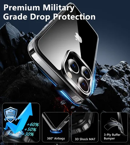 Miniatura 1408 de FNTCASE Funda para iPhone 13 Pro-Max: Fundas magnéticas transparentes compatibles con Magsafe Slim anti amarillamiento protección contra caídas