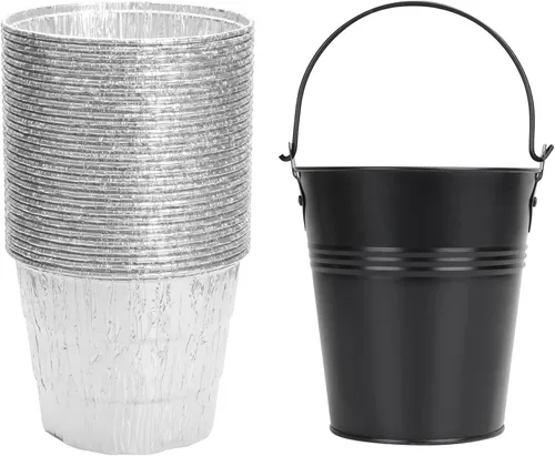 Miniatura 8 de Cubo de grasa para ahumador de pellets con paquete de 20 forros desechables de papel de aluminio para Traeger, Oklahoma Joe's, Pit-Boss, Camp Chef