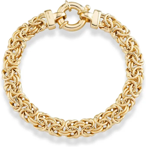 Miabella Pulsera italiana de oro de 18 quilates sobre plata de ley de 0.354in con eslabones bizantinos clásicos para mujer, 925 hecha a mano en