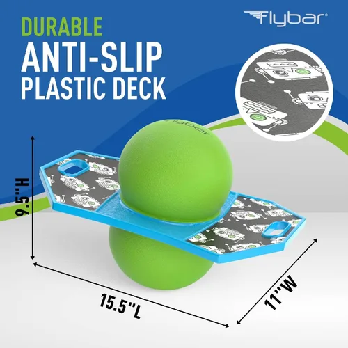 Miniatura 5 de Flybar Pogo - Pelota de truco para niños, tabla de rebote de equilibrio con cubierta antideslizante, bomba incluida, juguetes para interiores y Robot