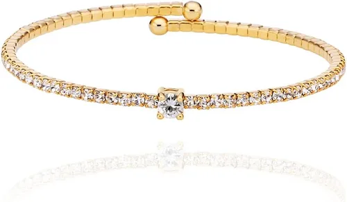 Miniatura 25 de OZEL - Pulseras para mujer, chapados en oro real de 18 quilates, pulseras de oro de cristal colorido para regalos