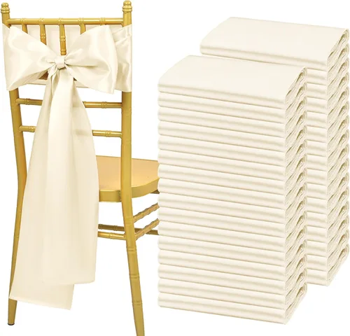 Miniatura 35 de Showgeous 60 cintas decorativas de satén negro para silla, lazos para decoración de banquetes, fiestas, baby shower, eventos (7 x 108 pulgadas)