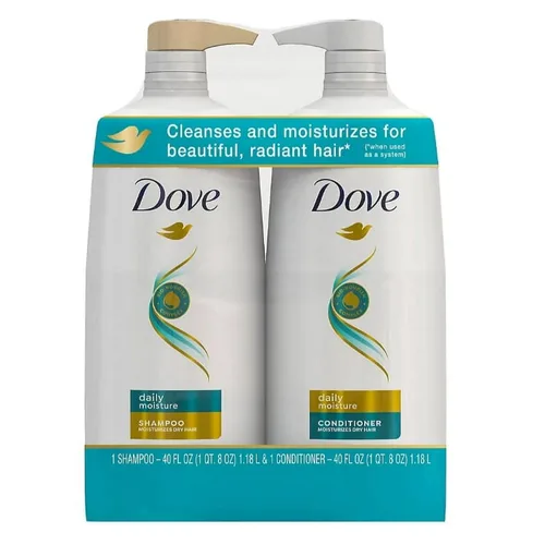 Dove Juego de champú y acondicionador Daily Moisture - Hidratación profunda con ácido hialurónico para suavizar y revitalizar el cabello seco y