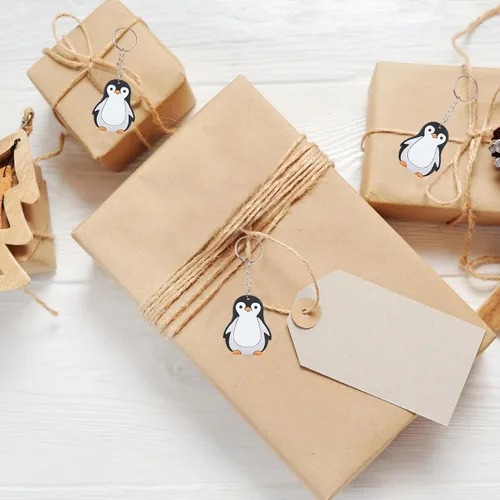 Miniatura 3 de Paquete de 24 llaveros de pingüino para amantes de los animales del Ártico polar de invierno, llaveros de pingüino para amantes de los animales