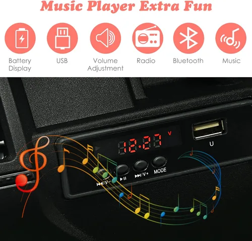 Miniatura 4 de OLAKIDS Camión de paseo para niños, vehículo eléctrico de 12 V con control remoto, automóvil para niños pequeños a batería con música, bocina, 3 Rojo