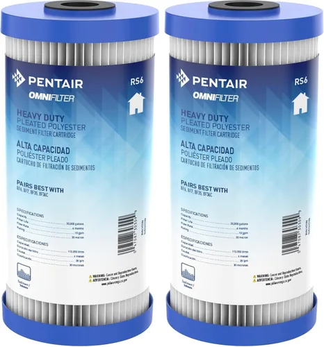 Miniatura 6 de Pentair OMNIFilter RS6 Filtro de agua de sedimentos, 10 pulgadas, cartucho de repuesto plisado Big Blue resistente para toda la casa, 10" x 4.5