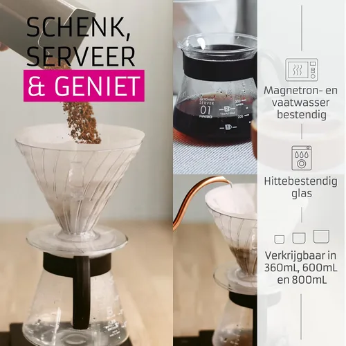 Miniatura 3 de Hario V60 Glass Range - Servidor de café, 12.2 fl oz, color negro