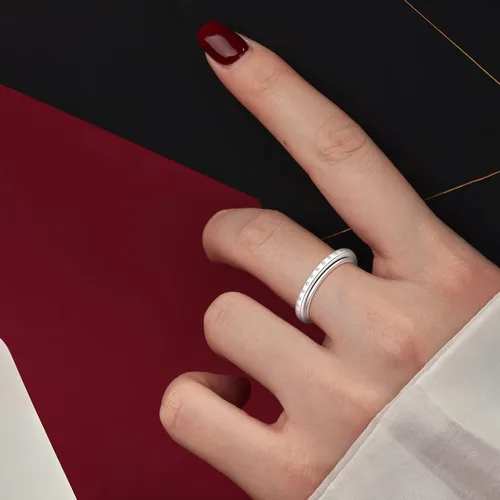 Miniatura 5 de Teioa Anillos giratorios de plata de ley antiansiedad, anillos para aliviar el aburrimiento, TDAH, autismo, anillos para mujeres y hombres