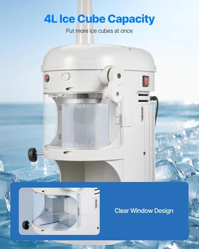 Miniatura 4 de VEVOR Trituradora de hielo comercial, máquina eléctrica de cono de hielo y nieve esponjosa de 220 libras/hora, máquina de hielo afeitado esponjoso