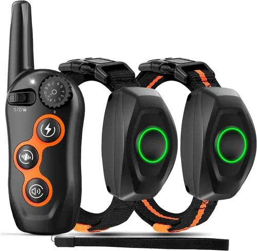 Miniatura 9 de Collar de entrenamiento para perros, collar de choque para perros IPX7 impermeable con control remoto de alcance de 1300 pies, 3 modos de Naranja