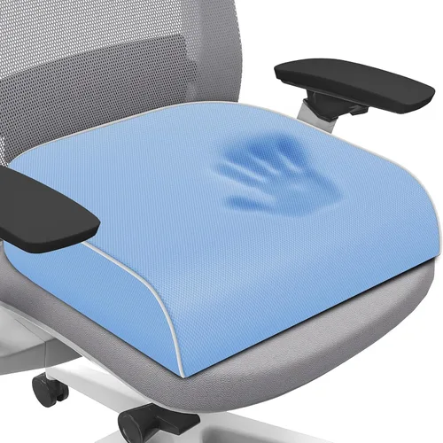 Miniatura 9 de SweetSlubr Cojín de asiento para aliviar el dolor de coxis, cojín para silla de oficina, cojín de espuma viscoelástica grande con funda Gris