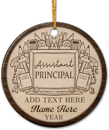 Adorno de cerámica personalizado de asistente principal, adornos de Navidad del mejor asistente del mundo, texto personalizado, año y nombre de Papá