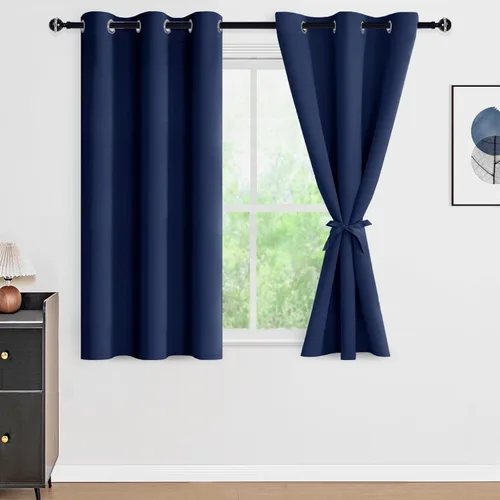 Miniatura 16 de DWCN Cortinas 100% opacas de 84 pulgadas de largo para dormitorio con forro negro, paneles de cortina de ventana de doble capa con aislamiento Azul
