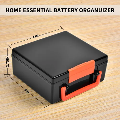 Miniatura 6 de FULLCASE Organizador de almacenamiento de baterías con soporte para 72 pilas AA AAA, cajas contenedor para garaje, organizador para cajones del Negro