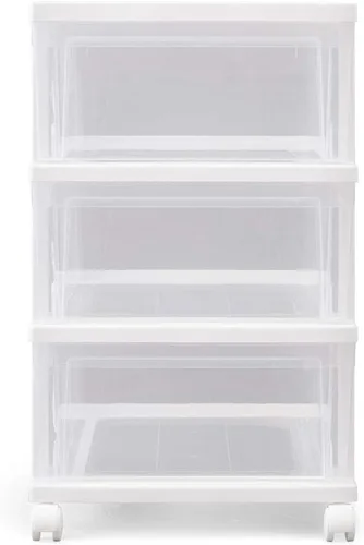 Miniatura 8 de Iris Ohyama NSCLZ503 Closet Chest, White/Clear, Clothes Case, Storage Storage, Plastic, Chest, 3 Tiers, With Wheels